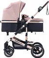 Produktbild: Daliya® NEOMOVE 2in1 Kinderwagen | Babywanne & Sportsitz in einem | Buggy | Alu-Rahmen Reisekinderwagen | Kombikinderwagen mit großen Einkaufskorb | für Stadt und Gelände | Sicher & Komfortabel (Rahmen: Gold, Stoff: Rosa)