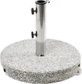 Produktbild: BELIANI Sonnenschirmständer Grau Granit  45 cm Rund mit Edelstahlrohr Modern Garten Terrasse Balkon Outdoor Außenbereich Ausstattung Zubehör