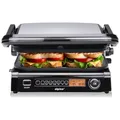 Produktbild: alpina Kontaktgrill - Optigrill 2100W - Sandwich Maker - Panini Grill - Multigrill für Gemüse, Brot und Fleisch - Tischgrill mit Antihaftbeschichtung - Intelligente Kochmodus - BPA-Frei - Schwarz