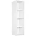 Produktbild: Bücherregal Mit 4 Fächer 106x30x30cm Kippschutz Bodenschoner 40kg Belastbarkeit Wohnzimmer Schlafzimmer Büro Regal Standregal Würfelregal 30x30x106cm Weiß - Casaria
