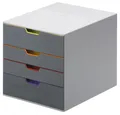 Produktbild: DURABLE Schubladenbox VARICOLOR®  dunkelgrau mit bunten Farblinien 760427, DIN A