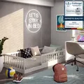 Produktbild: CADANI Timi Bodenbett Kinderbett 90x200 cm, Rausfallschutz abnehmbar, bis 200 kg belastbar, inkl. Roll-Lattenrost, Montessori Bett aus Kiefer Massi...