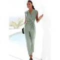 Produktbild: LASCANA Overall (mit Bindegürtel) aus knitterfreier Ware, eleganter Jumpsuit in Wickeloptik, bügelfrei grün 44