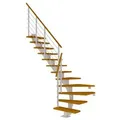 Produktbild: Dolle Mittelholmtreppe Hamburg 1/4 gewendelt Eiche, geölt 85 cm breit für Geschosshöhen 278 – 322 cm UK Metall Weiß inkl. einseitigem Designgel?