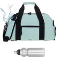 Produktbild: Sporttasche Fitness Tasche Damen Herren Kinder 46 cm 24 L Plane wasserabweisend Schuhfach Nassfach Reisetasche Handgepäck Freizeittasche Hydo Gym Bag 12891 + Trinkflasche (Mint Grün)