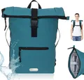 Produktbild: Rucksack Plane Time Bag Evo 24 L Kurierrucksack Roll-Top Damen Freizeitrucksack Geheimfach Brustgurt Fahrradrucksack Reiserucksack Büro Tasche Elephant 12825 Petrol Uni + f