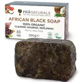 Produktbild: PraNaturals Organisch Afrikanische Schwarze Seife 200g, Vegan Kosmetik, Für Alle Hauttypen, Handgefertigt Im Tropischen Ghana (1x200g)