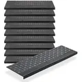 Produktbild: BigDean 10er Set Stufenmatten aus Gummi - 65x25cm - Treppenstufen Matten für Außen Outdoor - Antirutschmatten Treppe Anti-Rutsch Gummimatten - Schwarz