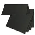 Produktbild: 50x Tischkarten in Schwarz - 4,5 x 10 cm - 240 g/m² - blanko Doppel-karten mit stabilem Stand - ideal als Platzkärtchen und Namenskärtchen