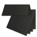 Produktbild: 50x Tischkarten in Schwarz - 45 x 10 cm - 240 g/m² - blanko Doppel-Karten mit...