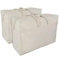 Produktbild: franknatur 2x Aufbewahrungstasche Bettdecken Baumwolle Tasche Aufbewahrung Kleidung Kissen
