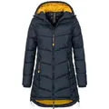 Produktbild: SUBLEVEL Steppjacke Damen Mantel mit Kapuze lange Winter Jacke Parka Stehkragen, Kapuze, flauschig, kuschelig, warm, Outdoor, Mantel blau M - 38