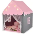 Produktbild: Kinderspielhaus mit Sternenlichter, Prinzessin Prinzess Kinderzelt mit Fenster & Matte, Spielzelt mit doppeltem Vorhang, Kinderspielzelt,
