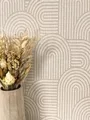 Produktbild: Newroom Tapete Taupe Vliestapete Linien - Mustertapete Boho Dunkelbeige Hellbraun Bogen Boho Tapete Modern Ethno-Muster Grafisch inkl. Tapezier-Ratgeber