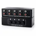 Produktbild: BestPlug Audio RCA Umschaltbox Switch Controller, 1 2 3 4 Cinch Klinke AUX IN Eingang Buchse Kupplung weiblich, 1 Cinch Klinke AUX Out Ausgang Buchse Kupplung weiblich, Schwarz