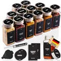 Produktbild: Deco haus® Gewürzgläser eckig luftdicht 12er Set [inkl. Etiketten & Streueinsatz] - Gewürzdosen Set Glas - Gewürzbehälter Spice Jars - Gewürze Aufbewahrung - Behälter für Gewürze - Gewürzaufbewahrung