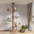 Produktbild: Mekidulu Kratzbaum deckenspanner,Raumkapsel,Katzenhängematte, Vollständig mit Sisalseil umwickelt,Breite von 11CM,Kratzbaum deckenhoch (240～250CM,265-275CM) hoher Katzenbaum