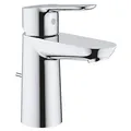 Produktbild: GROHE BauEdge, Waschtischarmatur, wassersparend (Wasserhahn für das Bad, 15cm hoch, Badarmatur mit Zugstangen-Ablauf, einfache Installation am Waschbecken), chrom, 23328000
