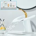 Produktbild: Weiß- Gold- Waschtischarmatur Badezimmer- Waschtischarmatur MischbatterieDE