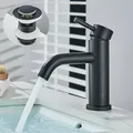 Produktbild: Schwarz Wasserfall Einhand Mischbatterie Bad Waschtischarmatur Brause Wasserhahn