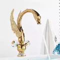 Produktbild: Wasserhahn Bad Gold Schwanenform Waschtischarmatur Kristallgriffe Messing