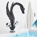 Produktbild: Vintage-Waschtischarmatur Wasserfall-Armatur Messing-Waschtischarmatur SchwarzDE