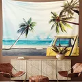 Produktbild: riijk Wandteppich extra groß 250x180cm. Motiv „Beach Bus“. Auch als Spielteppich. Großes Wandtuch für tolle Raum-Atmosphäre