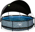 Produktbild: EXIT Stone Pool ø300x76cm mit Filterpump und Sonnensegel - grau