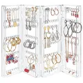 Produktbild: Kurtzy Faltbarer Acryl Schmuck Organizer - 5 Etagen & 4 Paneele für Ohrringe, Armbänder & Ketten Aufbewahrung - Für 128 Paar Ohrringe - Klarer Transparenter Jewelry Organizer