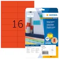 Produktbild: HERMA 4552 Farbige Etiketten rot ablösbar, 20 Blatt, 105 x 37 mm, 16 pro A4 Bogen, 320 Stück, selbstklebend, bedruckbar, matt, blanko Papier Farbetiketten Aufkleber
