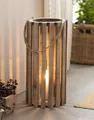Produktbild: Dekoleidenschaft Laterne Recycelt aus recyceltem Holz mit Windlichtglas, Ø 28 x 58 cm, große Holzlaterne, Kerzensäule
