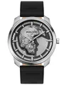 Produktbild: Police Bleder Herren Armbanduhr aus Edelstahl und Leder in der Farbe Silber-Schwarz, Durchmesser: 44mm, Wasserdichtigkeit: 5Bar, PL15714JS04