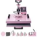 Produktbild: VEVOR Hitzepresse Transferpresse, 38 x 38 cm, 8-in-1 Wärmeübertragungsmaschine mit 6-30 oz Tumblerpresse, 360° Schwenkbares T-Shirt-Pressen, Digitale Präzisionssteuerung, für T-Shirts/Tassen, Rosa
