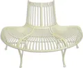 Produktbild: Bank Gartenbank Parkbank Baumbank halbrund alt-weiß Eisen Vintage Look 133,8 cm