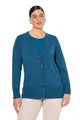 Produktbild: Ulla Popken Damen große Größen Übergrößen Plus Size Strickjacke, V-Ausschnitt, Knopfleiste, Feinstrick blaugrün 42+ 791605768-42+