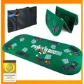 Produktbild: XXL Pokertisch-Auflage Faltbare Pokerauflage; Poker-Zubehör Pokermatte Tisch-Auflage mit hochwertigem Filz; mit 8 Getränkehaltern - Grün 160x80cm
