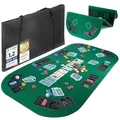 Produktbild: GOODS+GADGETS XXL Pokertisch-Auflage 160 x 80 cm Faltbare Pokerauflage; Poker-Zubehör Pokermatte Tisch-Auflage mit hochwertigem Filz; mit 8 Getränkehaltern; mobil & klappbar (Grün - 160 x 80 cm)