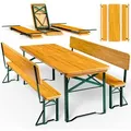 Produktbild: Casaria® Bierzeltgarnitur Mit Lehne 170cm Klappbar Stabil 2x Bierbank 1x Breiter Tisch Holz Biertischgarnitur Festzeltgarnitur Biergartengarnitur Biergarnitur