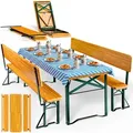 Produktbild: Casaria Bierzeltgarnitur mit Lehne 170 cm 1 Biertisch 2 Bierbänke 3 tlg Festzeltgarnitur