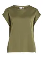 Produktbild: Vila Damen Satin Blusen T-Shirt Kurzarm Basic Rundhals Top Glänzend Tunika Blouse Oberteil VIELLETTE, Farben:Pastell-Grün, Größe:34
