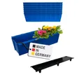 Produktbild: BURI 6 Euro-Paletten Blumenkästen-Einsätze inkl. Bewässerungsmatte | 37,3cm Blau | Pflanzkasten für Europalette Palette | Balkonkasten | Blumentopf | aus stabilen Kunststoff | Made in Germany