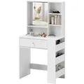 Produktbild: Homcom - Schminktisch Kosmetiktisch mit Spiegel, Frisiertisch mit Schubladen, offene Ablagen, Weiß