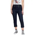 Produktbild: Queen Kerosin Damen High Waist Capri Jeanshose dunkelblau