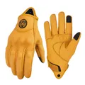 Produktbild: Klassische Motorradhandschuhe aus Leder, Perforiert, für Herren, Gelb, für St...