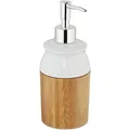 Produktbild: Relaxdays Seifenspender Bambus, 100288120, stehend, Bambus und Keramik, natur/weiß, 225ml