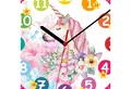 Produktbild: K&L Wall Art Wanduhr Einhorn Wanduhr Blumen Kinder Lernuhr Prinzessin Uhr lesen lernen (lautlose Kinderuhr, Quarz Uhrwerk ohne Ticken)