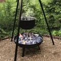 Produktbild: Schwenkgrill mit Feuerschale, Dreibein Holzkohlegrill 52cm Grillrost - Schwarz