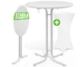 Produktbild: Casaria Stehtisch, mit Husse Ø80cm Klappbar Outdoor Rund Hochtisch Partytisch Weiß