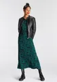 Produktbild: Maxikleid figurbetont, aus Jersey, Langarm, mit Rundhalsausschnitt, Gr. 38 - N-Gr, petrol schwarz gemustert N-Gr