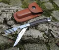 Produktbild: Haller Camping Taschenmesser Messer Holzgriff Gabel Demontierbar Lederetui 80285